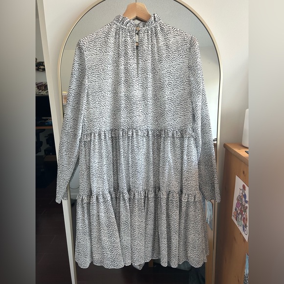 Ted Baker Long Sleeve Spot Flock Mini Dress (Black and White) - Picture 4 of 4